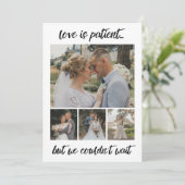 Liebe ist Patient 6 Foto Hochzeitsankündigung Ankündigung (Stehend Vorderseite)