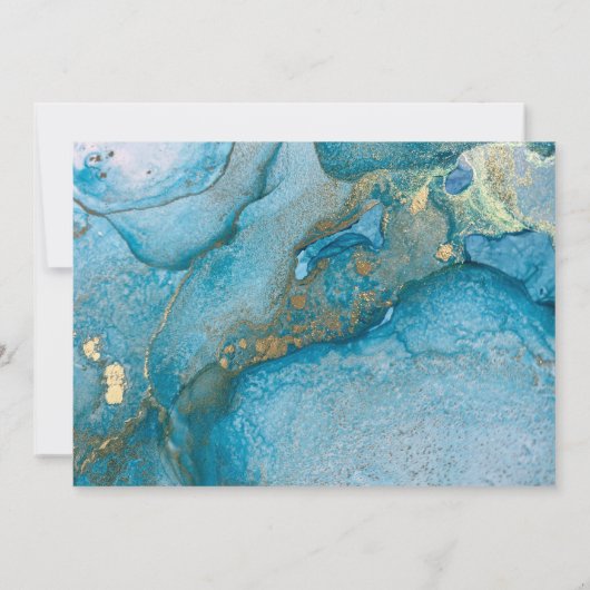 Liebe ist Patient Aquamarin- und Gold-Hochzeitskar Einladung (Rückseite)