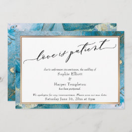 Liebe ist Patient Aquamarin- und Gold-Hochzeitskar Einladung