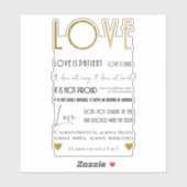 Liebe ist Patient Biete Zitat Imitate Gold Typogra Aufkleber (Blatt)