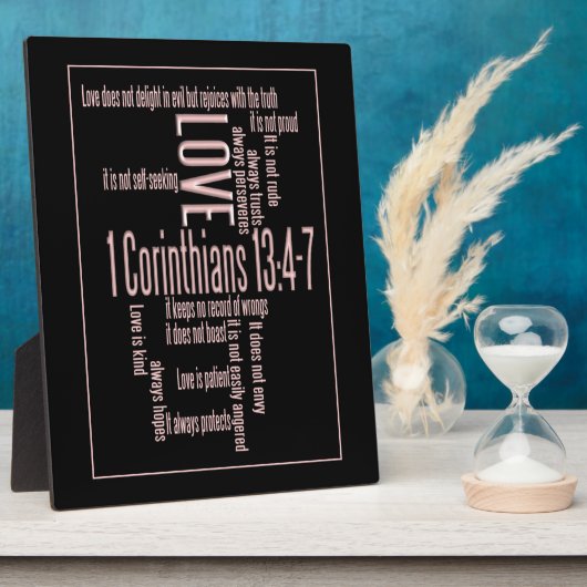 Liebe ist Patient Black & Blush Fotoplatte (Seite)