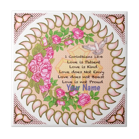 Liebe ist Patient Christliche Kreuz-Fliese Fliese (Vorderseite)