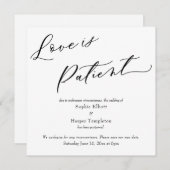 Liebe ist Patient Einfache verspätete Hochzeitkart Einladung (Vorne/Hinten)