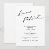 Liebe ist Patient Einfache verspätete Hochzeitkart Einladung (Vorne/Hinten)