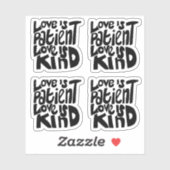 Liebe ist Patient Kind 1 Korinthen 13:4 Schwarz Aufkleber (Blatt)
