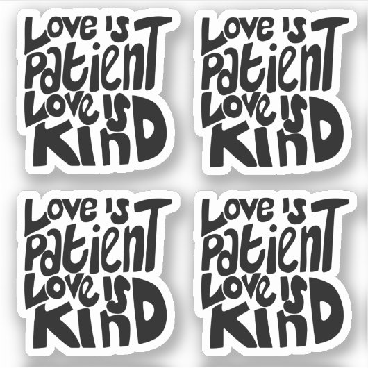 Liebe ist Patient Kind 1 Korinthen 13:4 Schwarz Aufkleber (Vorderseite)