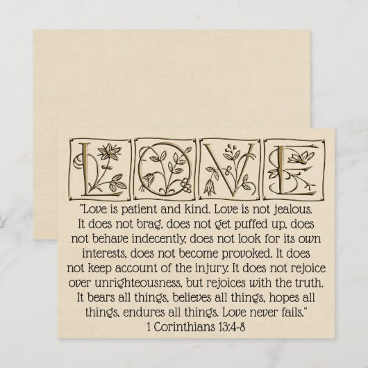 Liebe ist patient Kind-nie Versagt~Scripture~Weddi Postkarte (Vorne/Hinten)
