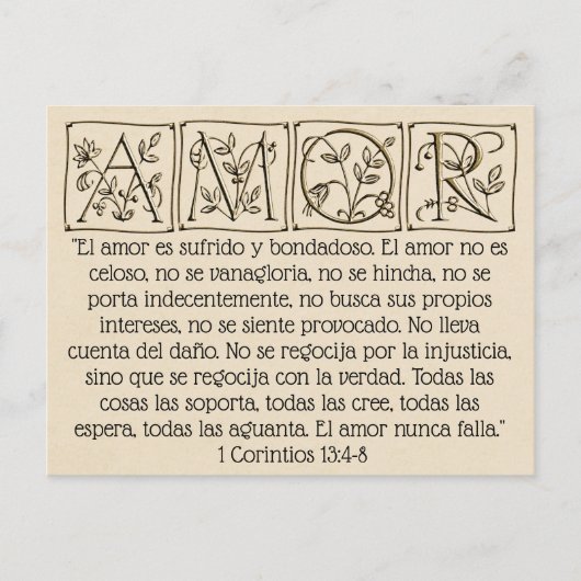 Liebe ist patient Kind-nie Versagt~Scripture~Weddi Postkarte (Vorderseite)