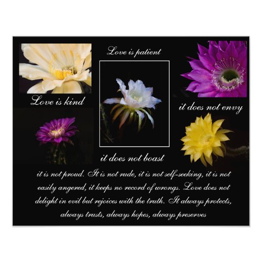 Liebe ist Patient, Liebe ist freundlich Blume-Stil Fotodruck (Vorne)