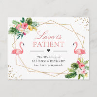 Liebe ist Patient Tropical Flamingo Hochzeit Neues