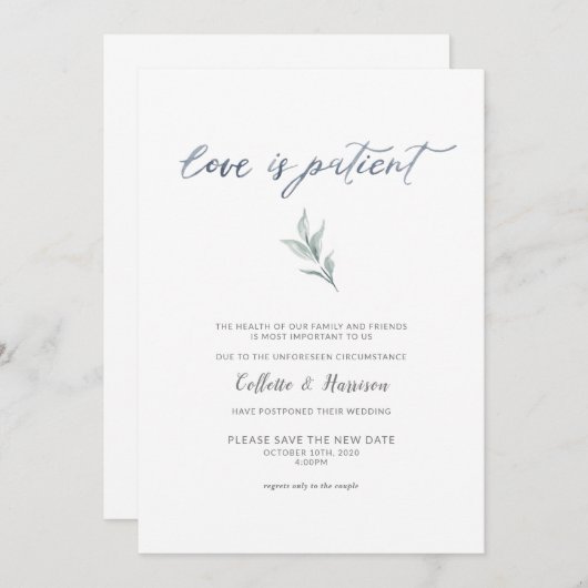 Liebe ist Patientenänderung des Datums Wasserfarbs Einladung (Vorne/Hinten)