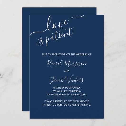 Liebe ist Patientenblau und Weiß-Script-Aufschub Ankündigung (Vorne/Hinten)