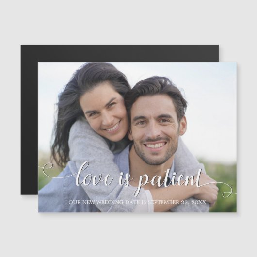 Liebe ist Patientenhandschriftlich Weißes Foto Magneteinladung (Vorne/Hinten)
