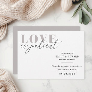 Liebe ist Patientenhochzeit Ändern des Datums Save The Date