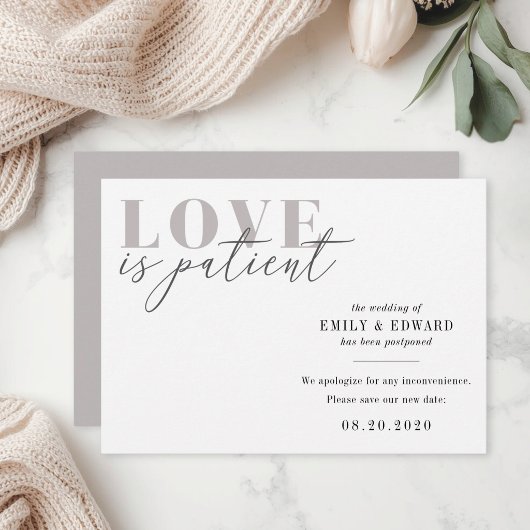 Liebe ist Patientenhochzeit Ändern des Datums Save The Date
