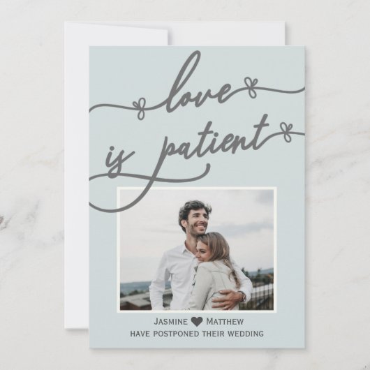 Liebe ist Patientenkalligrafie Blue Wedding versch Save The Date (Vorderseite)