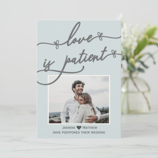 Liebe ist Patientenkalligrafie Blue Wedding versch Save The Date (Stehend Vorderseite)