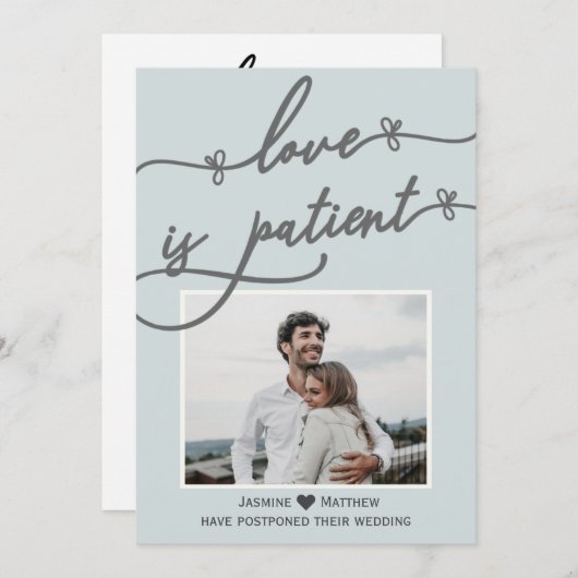 Liebe ist Patientenkalligrafie Blue Wedding versch Save The Date (Vorne/Hinten)