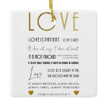 Liebe ist Patientin BIble Vers Typografie Gold Chi