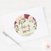 Liebe ist Pfirsichwein und Prägeticker Runder Aufkleber (Umschlag)