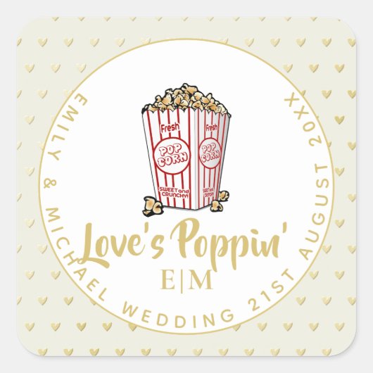 Liebe ist Poppin - Hochzeit Brautparty Vielen Dank Quadratischer Aufkleber (Vorderseite)