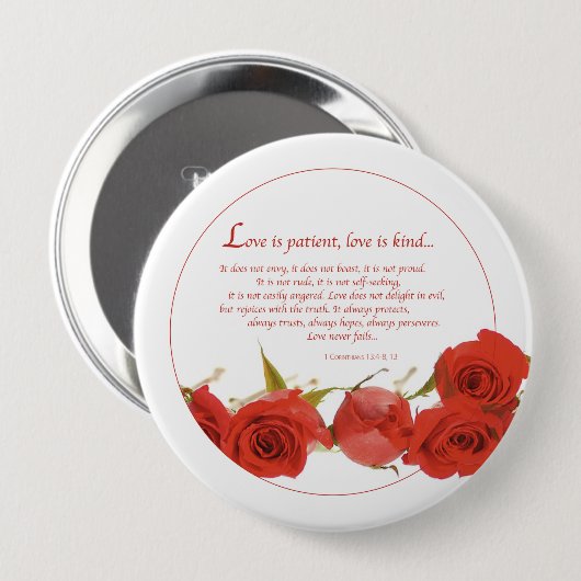 Liebe ist Rote Rose von Patienten Button (Vorne & Hinten)