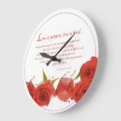 Liebe ist Rote Rose von Patienten Große Wanduhr (Winkel)