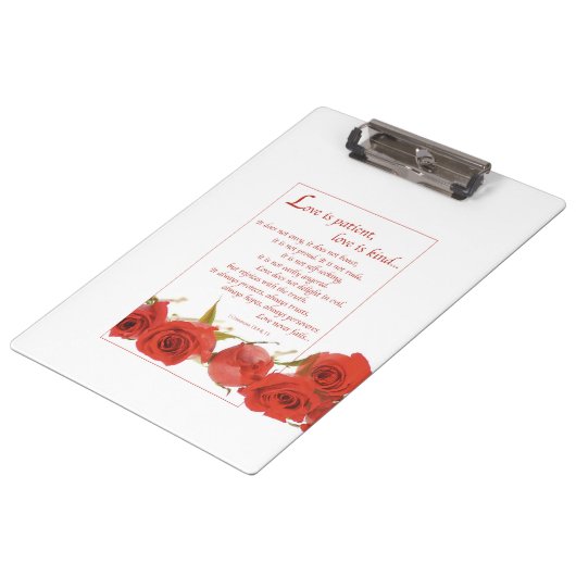 Liebe ist Rote Rose von Patienten Klemmbrett (Schrägansicht)