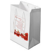 Liebe ist Rote Rose von Patienten Mittlere Geschenktüte (Rückseite Schrägansicht)