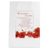 Liebe ist Rote Rose von Patienten Mittlere Geschenktüte (Rückseite)