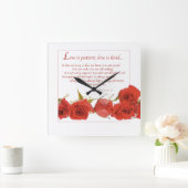 Liebe ist Rote Rose von Patienten Quadratische Wanduhr (Zuhause)