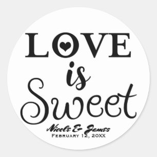 LIEBE IST Schwarz & Weiß Moderne Gastgeschenk Hoch Runder Aufkleber