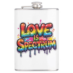 Liebe ist Spektrum Regenbogen LGBTQ-Zitat-Design Flachmann