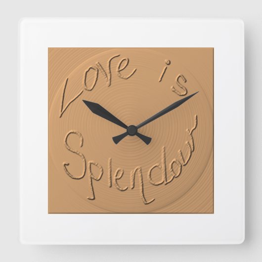 "Liebe ist Splendor" Gold Relief >Wall Clocks Quadratische Wanduhr (Vorderseite)