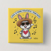 LIEBE IST STÄRKER ALS HASS-KANINCHEN-KNOPF BUTTON (Vorderseite)