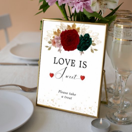 Liebe ist süß Autumnal Burgundy Emerald Floral Poster