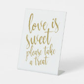 Liebe ist süß, bitte nehmen Sie ein goldenes Lecke Sockelschild (Vorderseite)