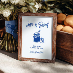 Liebe ist süß Blaue Brautparty-Jam-Bar-Schild
