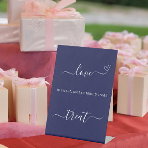Liebe ist süß blaues Hochzeitsgeschenk Schild