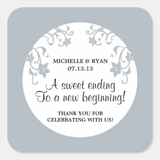 Liebe ist süß - Blume Quadratischer Aufkleber (Vorderseite)