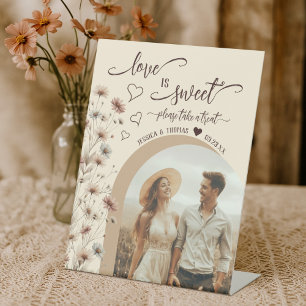 Liebe ist süß Boho Wildblumen & Foto-Hochzeit Sockelschild