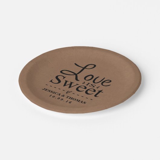 Liebe ist süß! Custom Wedding Paper Teller (Schrägansicht)