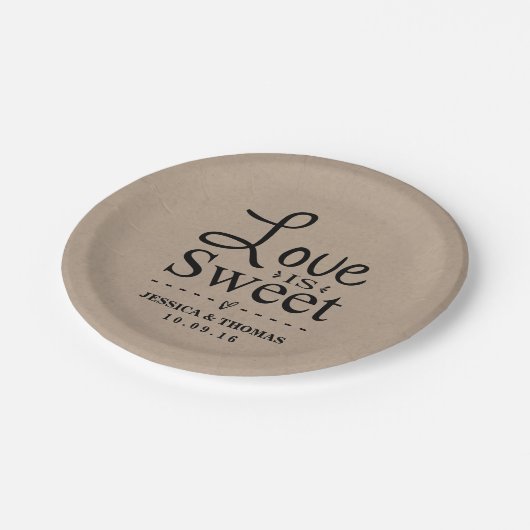 Liebe ist süß! Custom Wedding Paper Teller (Schrägansicht)