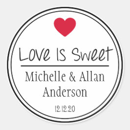 Liebe ist süß der neue Mr. & Mrs. (rot / schwarz) Runder Aufkleber