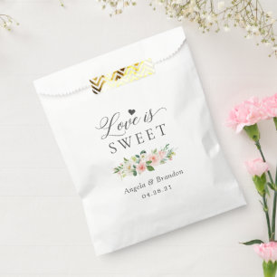 Liebe ist süß-elegante Blush-Rosa-Blumenhochzeit Geschenktütchen
