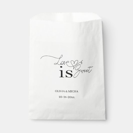 Liebe ist süß: Elegante Script-Hochzeit Geschenktütchen (Vorderseite)