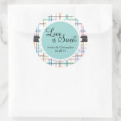 Liebe ist süß - farbenfroh Kariert Runder Aufkleber (Tasche)