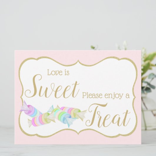 Liebe ist süß-feine Pink-Schrift (Stehend Vorderseite)