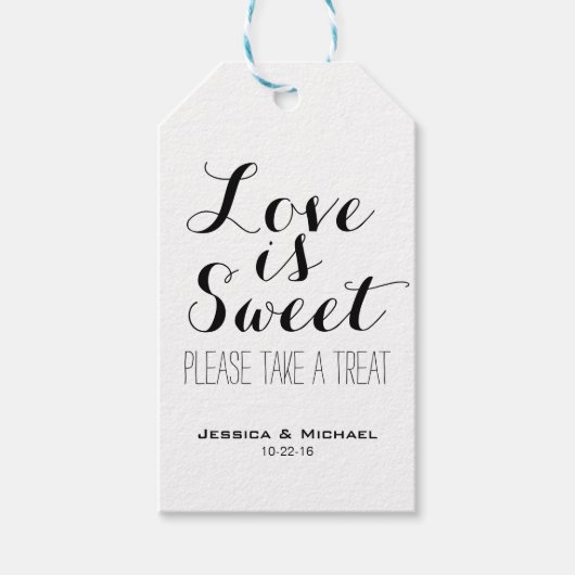 Liebe ist süß, frisch gezapftes Süßspeisenbuffet Geschenkanhänger (Vorderseite)