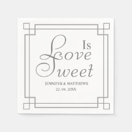 Liebe ist süß grau mit Vintager Frame Wedding Serviette